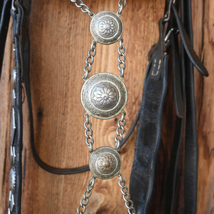 Beautiful Vintage Nickel Silver Parade Bridle set with Dormer & silver mounted bit