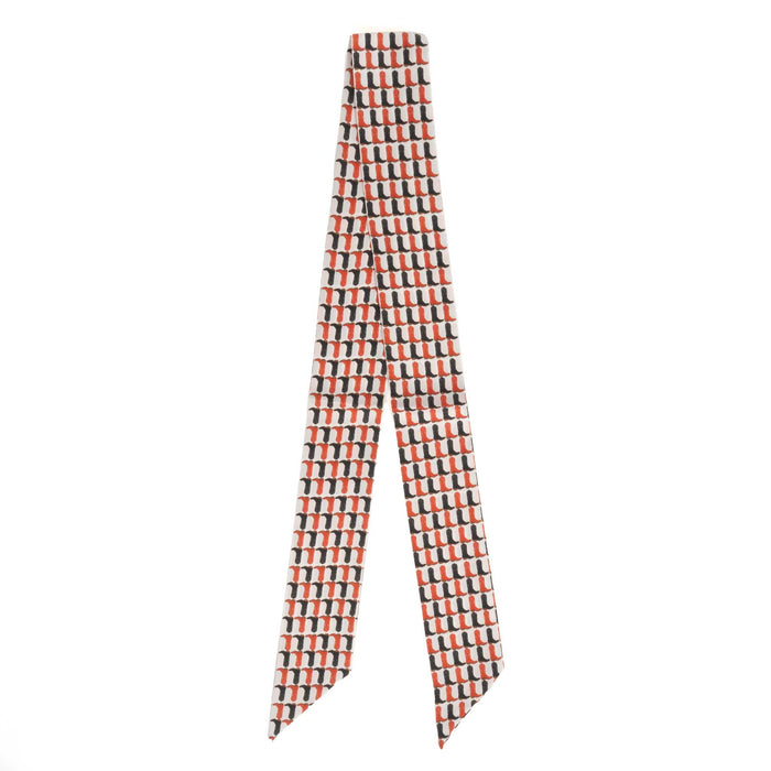 Silk Red/Black Boots Frilly Scarf