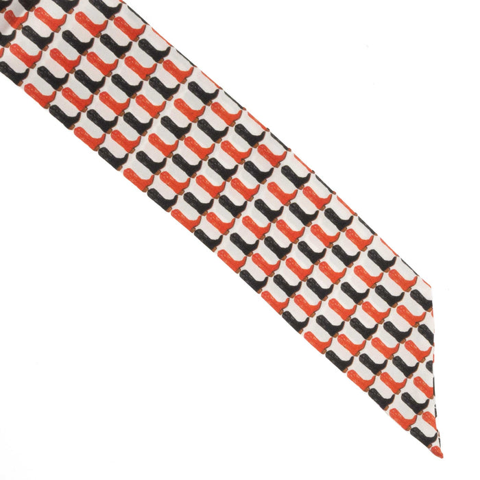 Silk Red/Black Boots Frilly Scarf