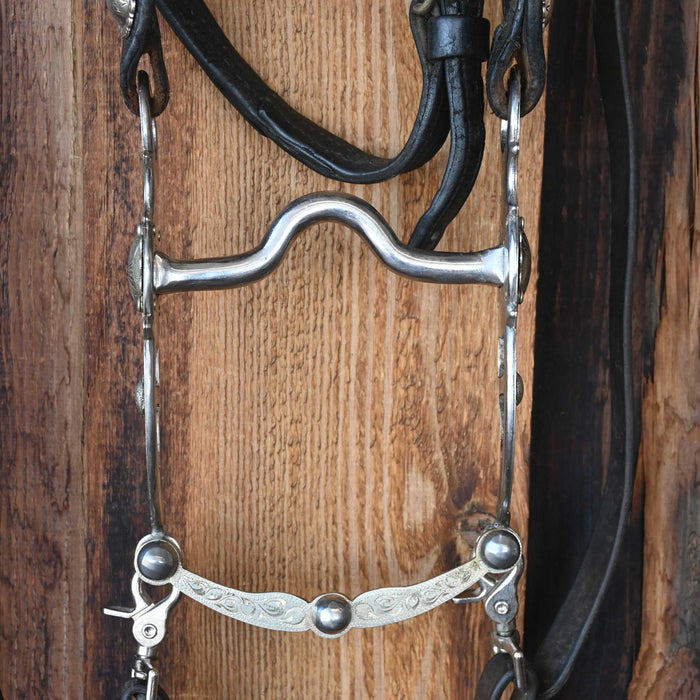 Beautiful Vintage Nickel Silver Parade Bridle set with Dormer & silver mounted bit