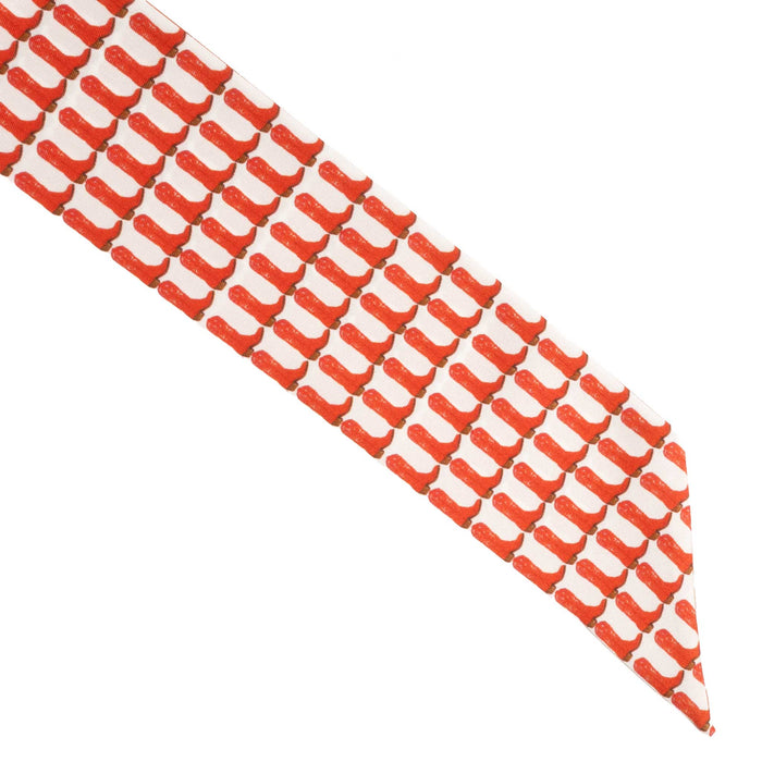 Silk Red Boots Frilly Scarf