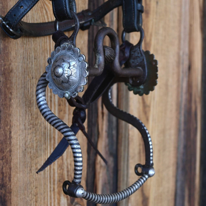 Vintage Inlayed Silver Bit w/Conchos & Sterling Mounted Headstall with Dormer  Rig Set