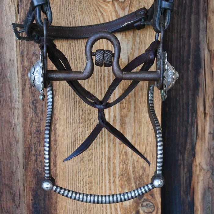 Vintage Inlayed Silver Bit w/Conchos & Sterling Mounted Headstall with Dormer  Rig Set