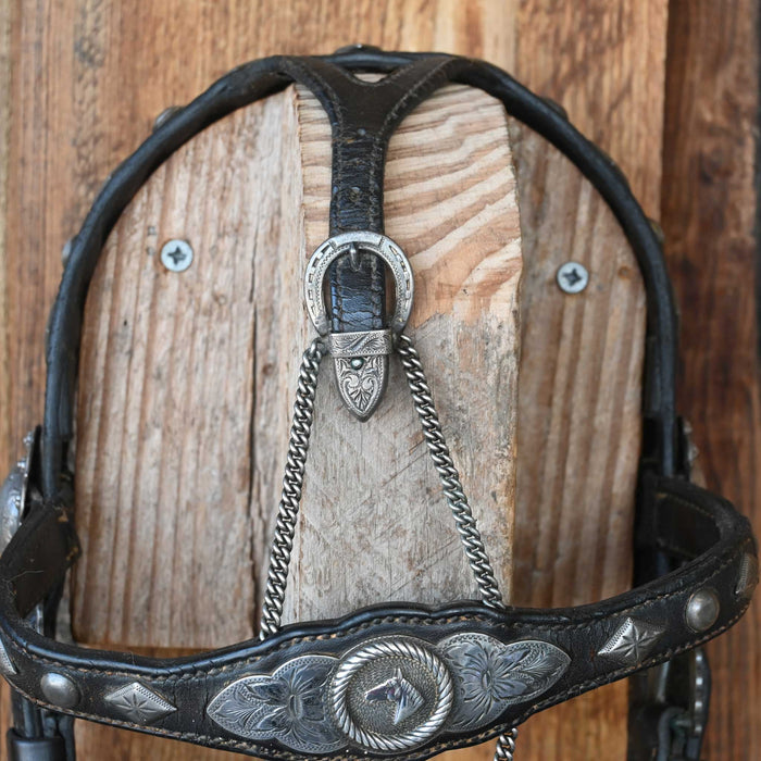 Vintage Inlayed Silver Bit w/Conchos & Sterling Mounted Headstall with Dormer  Rig Set
