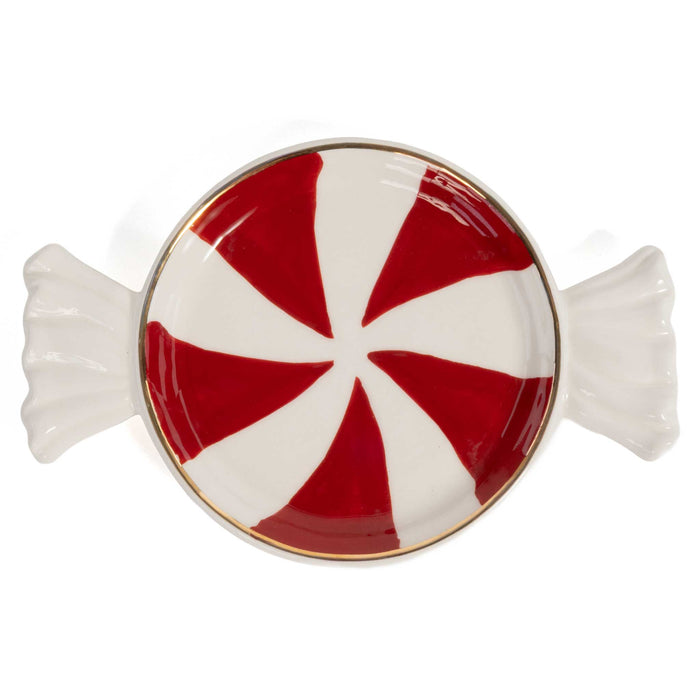 Mud Pie Red Candy Tidbit Plate