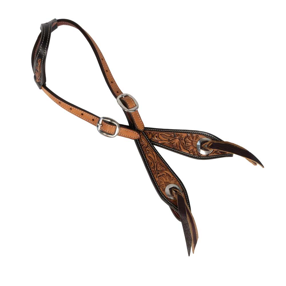 NEW Teskey's 3/4" Floral tooled One Ear Headstall Sale Barn Teskey's   