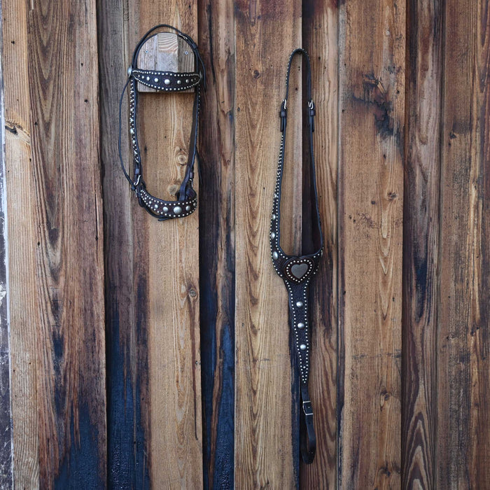 Vintage Visalia Stock Co. Matching Tooled & Stiudded Bridle & Breastcollar Set