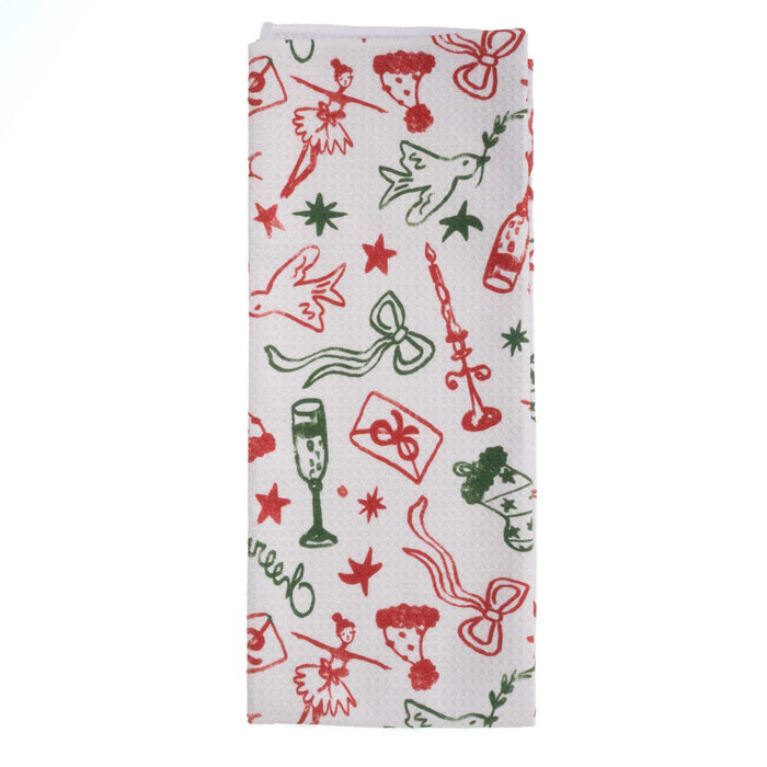Holiday Doodles Multicolor Tea Towel