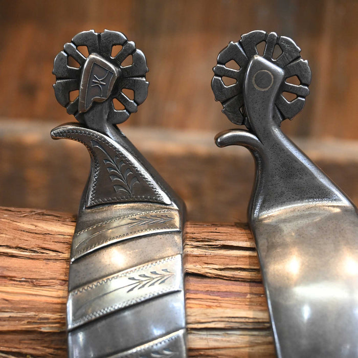 Kerry Kelley Silver Mounted Bars w/Teal Rowel Spurs