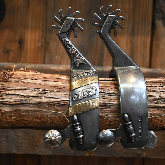 Kerry Kelley Silver & Brass Bars Mounted Hurricane Spurs