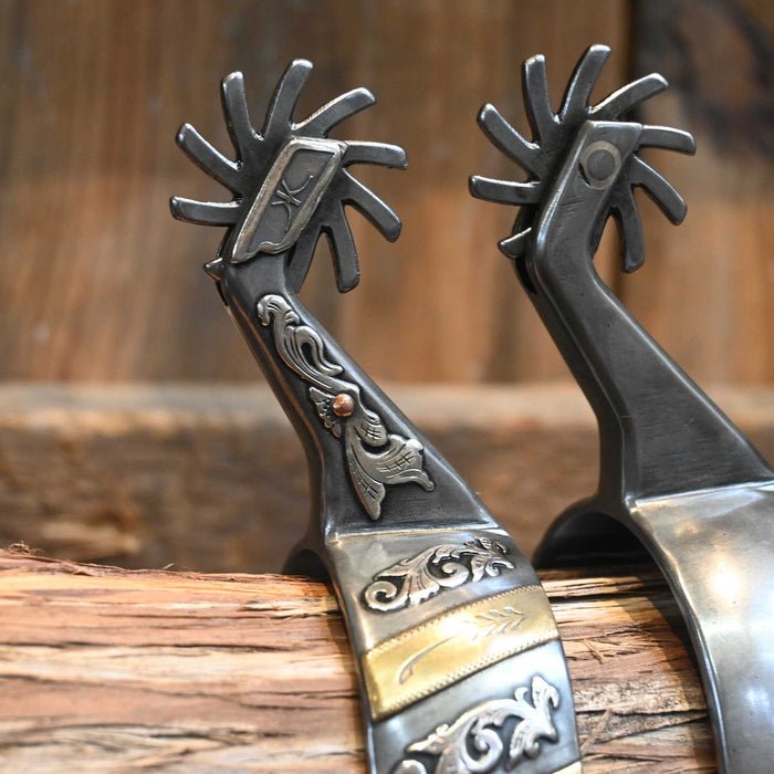 Kerry Kelley Silver & Brass Bars Mounted Hurricane Spurs