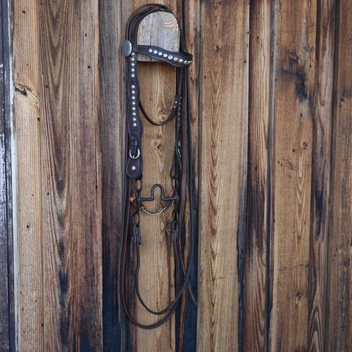 Vintage early 1900's Nickel Plate Studs Bridle Rig & Bit Collectibles MISC