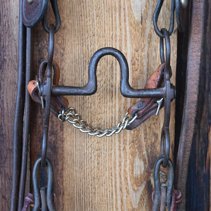 Vintage early 1900's Nickel Plate Studs Bridle Rig & Bit Collectibles MISC