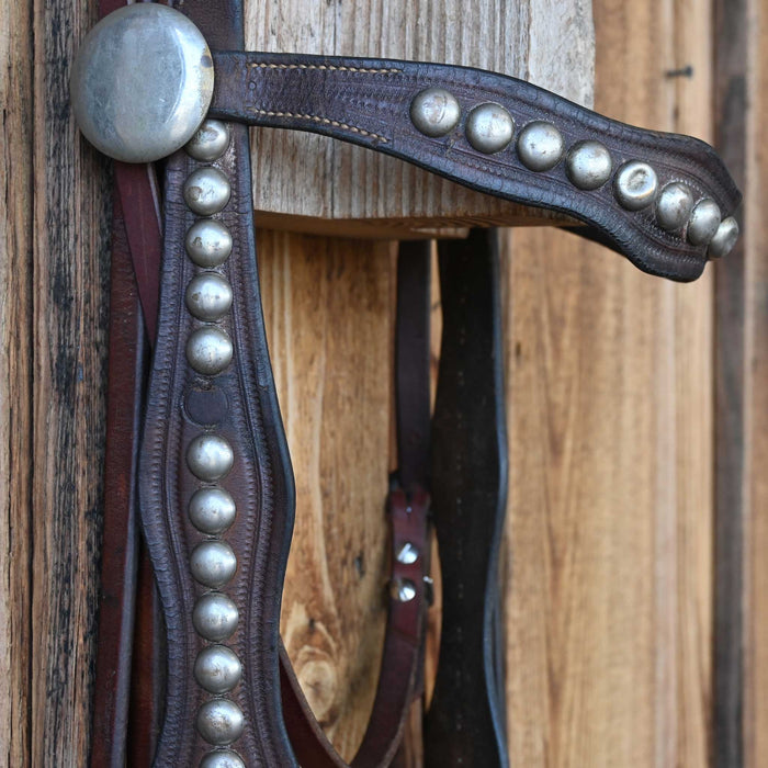 Vintage early 1900's Nickel Plate Studs Bridle Rig & Bit Collectibles MISC