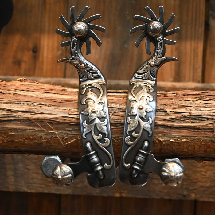 Kerry Kelley Silver & Brass Bars Mounted Hurricane Spurs