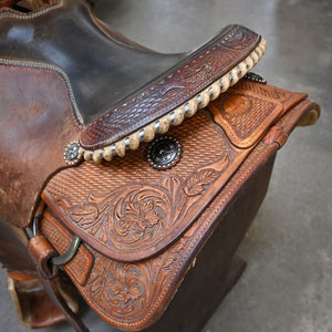 15" USED TESKEY'S ROPING SADDLE Saddles TESKEY'S SADDLERY LLC   