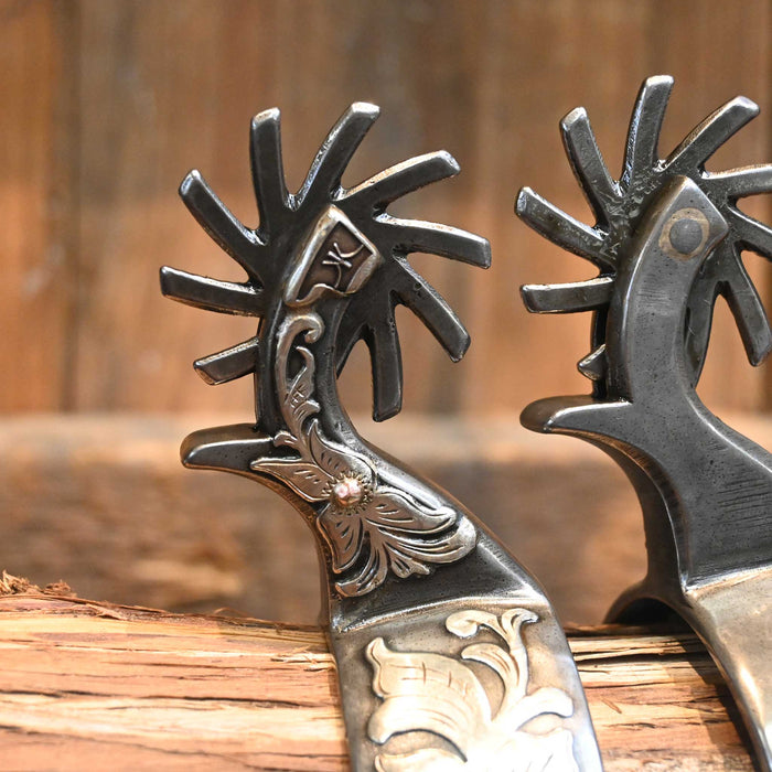 Kerry Kelley Silver Floral Mounted Hurricane Spurs