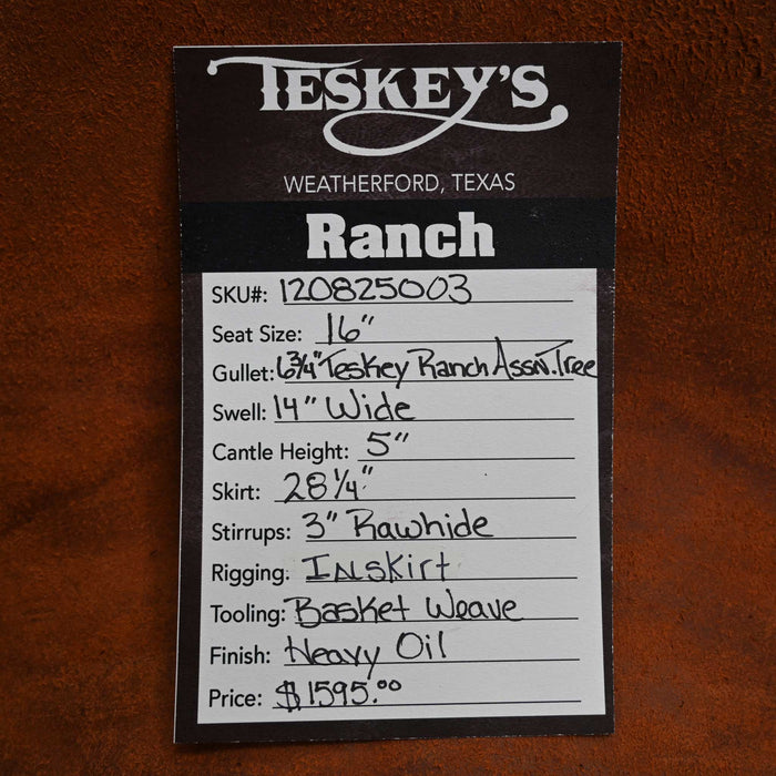 16" TESKEY'S RANCH ASSOCIATION SADDLE