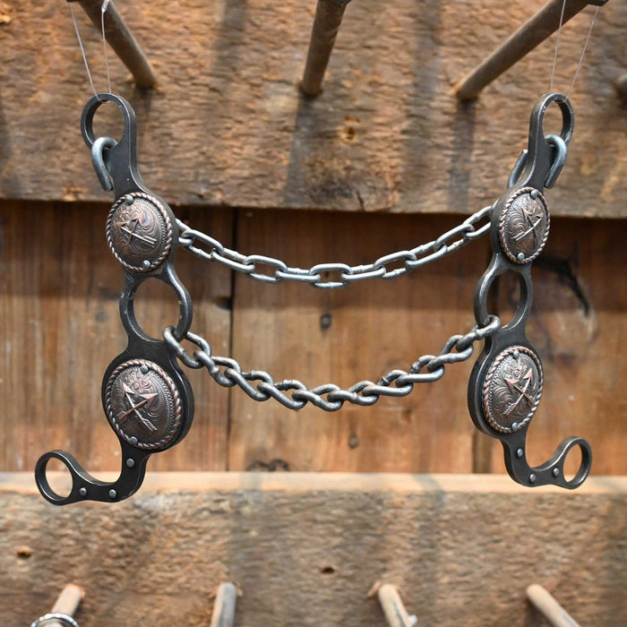 Paul Petska Chain Gag Bit w/ Copper Arrow Conchos