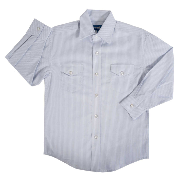 Panhandle Slim Boy's Blue Stripe Pearl Snap Shirt