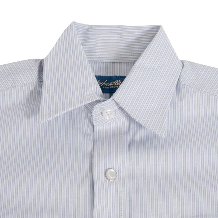 Panhandle Slim Boy's Blue Stripe Pearl Snap Shirt
