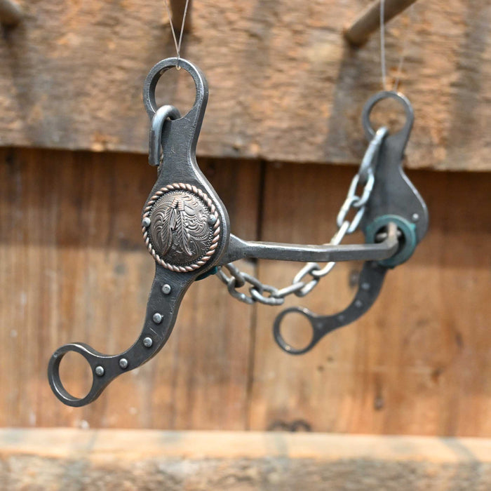 Paul Petska Square Mullen Bit w/ Copper Feather Concho