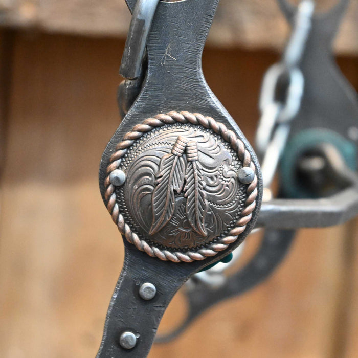 Paul Petska Square Mullen Bit w/ Copper Feather Concho