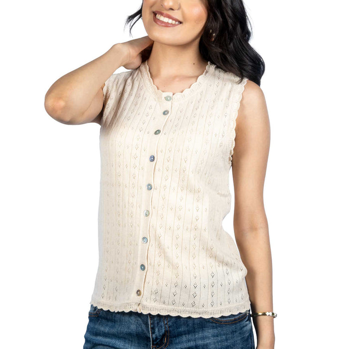 Dylan Jesse Sleeveless Cream Sweater Tank Top WOMEN - Clothing - Tops - Sleeveless Dylan
