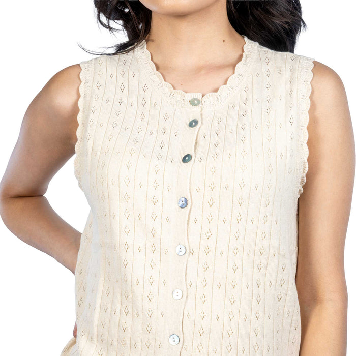 Dylan Jesse Sleeveless Cream Sweater Tank Top WOMEN - Clothing - Tops - Sleeveless Dylan