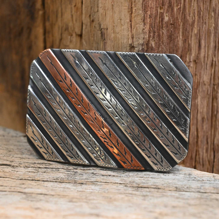 Turtle Jones Silver & Copper Bars Belt Buckle
