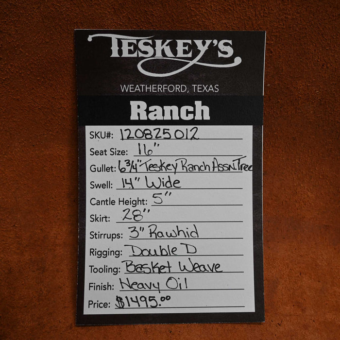 16" TESKEY'S RANCH ASSOCIATION SADDLE Saddles - New Teskey's Saddlery