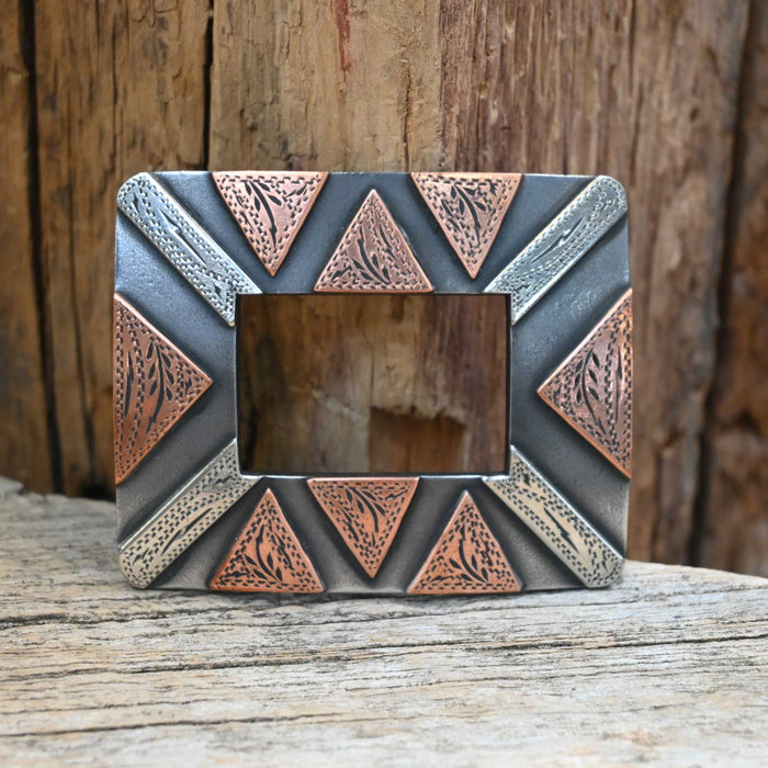 Turtle Jones Silver & Copper Geometric Belt Buckle ACCESSORIES - Additional Accessories - Buckles Turtle Jones