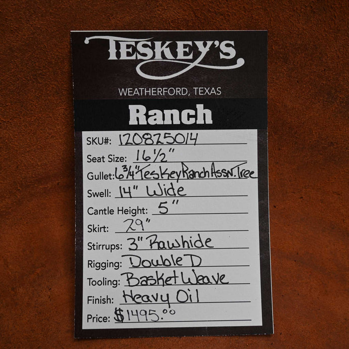 16.5" TESKEY'S RANCH ASSOCIATION SADDLE Saddles - New Teskey's Saddlery