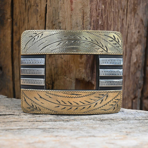 Turtle Jones Silver & Brass Bars Belt Buckle ACCESSORIES - Additional Accessories - Buckles Turtle Jones