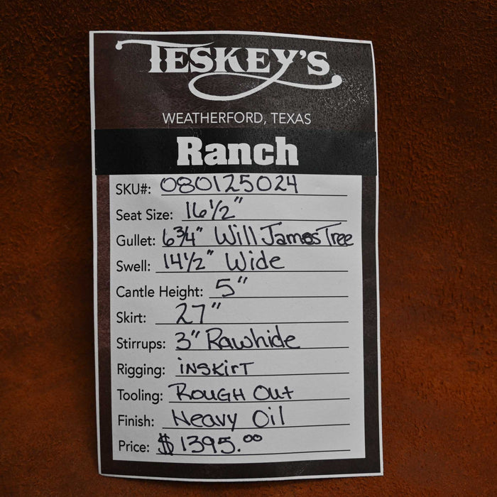 16.5" TESKEY'S STRIP DOWN RANCH SADDLE Saddles - New Teskey's Saddlery