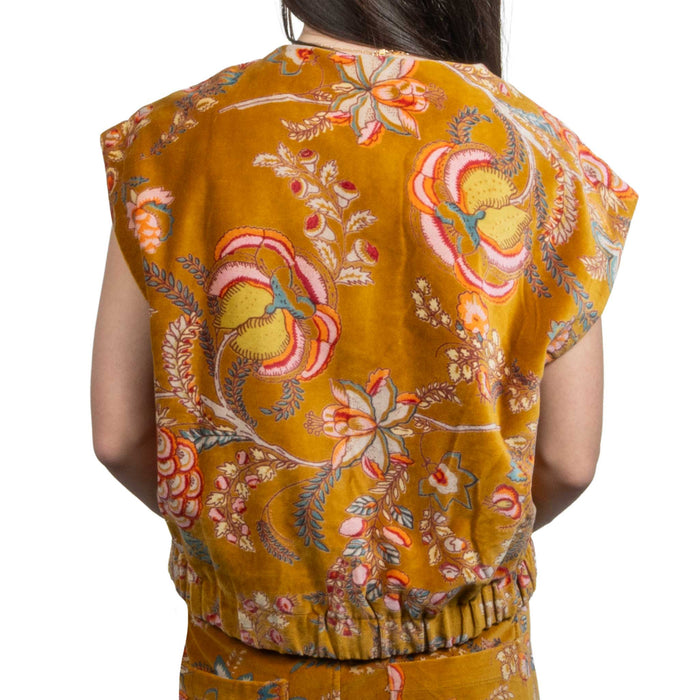 Ivy Jane Floral Velveteen Gold Vest