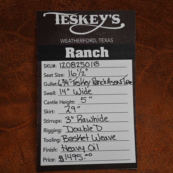 16.5" TESKEY'S RANCH ASSOCIATION SADDLE Saddles - New Teskey's Saddlery