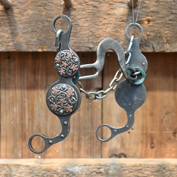 Paul Petska Solid Washer Port Bit w/Floral Copper Conchos