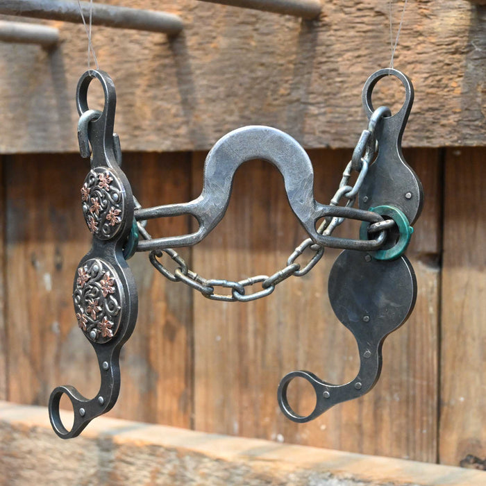Paul Petska Solid Washer Port Bit w/Floral Copper Conchos