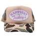 Happiest At Teskey's Trucker Cap - Beige Camo/Ivory/Pink TESKEY'S GEAR - Baseball Caps Teskey's
