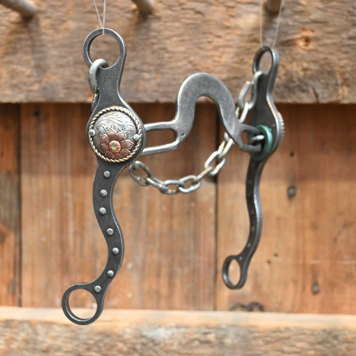 Paul Petska Solid Washer Port Bit w/Copper Flower Conchos