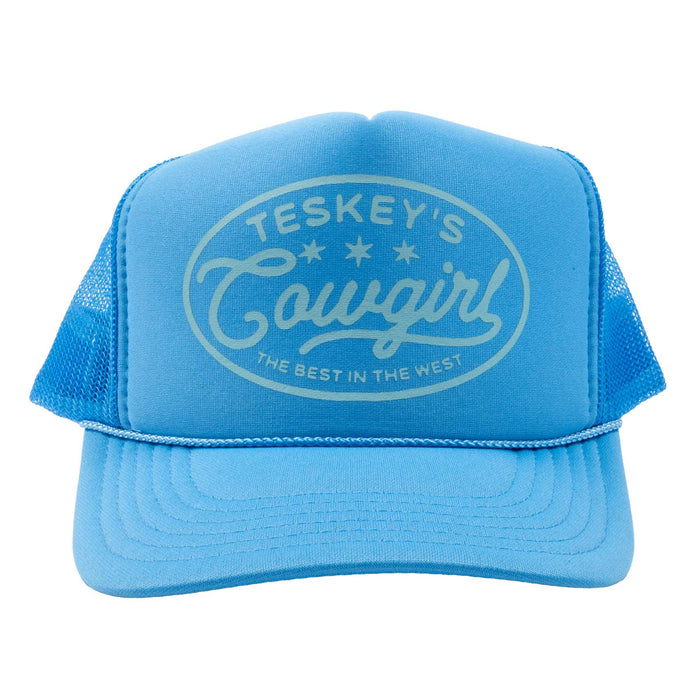 Teskey's Cowgirl Best In The West Trucker Cap - Light Blue/Light Blue TESKEY'S GEAR - Baseball Caps Teskey's