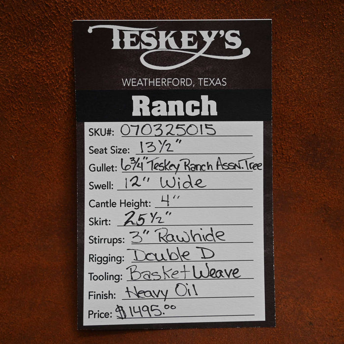13.5" TESKEY'S YOUTH RANCH ASSOCIATION SADDLE Saddles - New Teskey's Saddlery