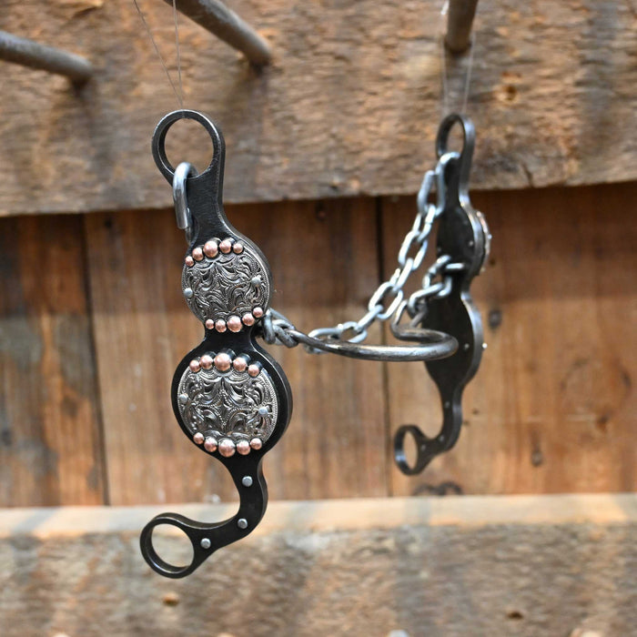 Paul Petska Ported Chain Bit w/ Copper Dotted Conchos Tack - Bits Paul Petska