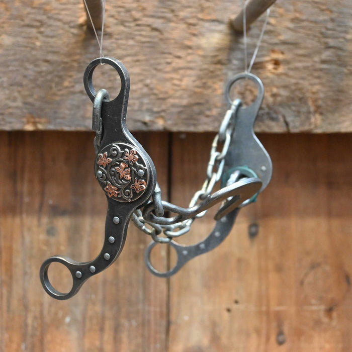Paul Petska Washer Ported Chain Bit w/Floral Copper Conchos