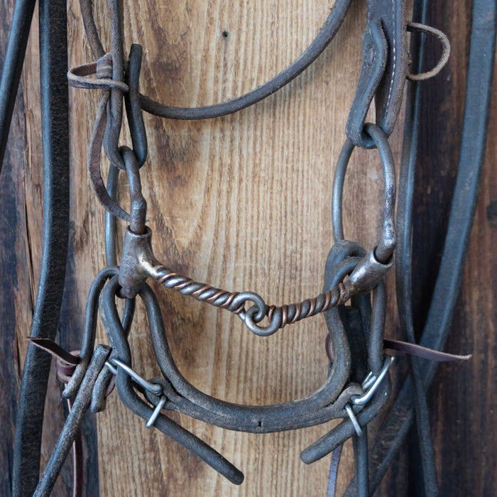 Twisted Wire Copper Snaffle Bridle Rig w/Browband Headstall