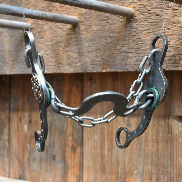 Paul Petska Washer Ported Chain Bit w/Floral Copper Conchos