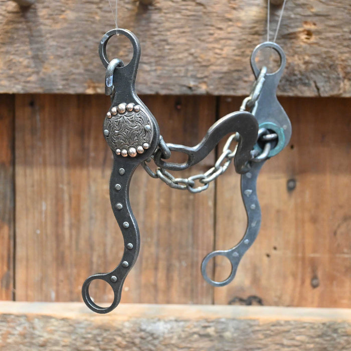 Paul Petska Washer Ported Chain Bit w/Silver Dotted Concho