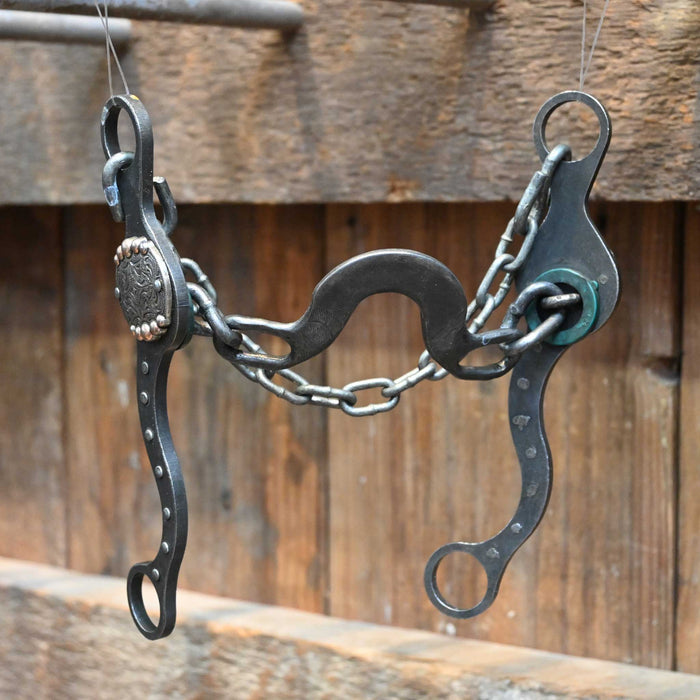 Paul Petska Washer Ported Chain Bit w/Silver Dotted Concho