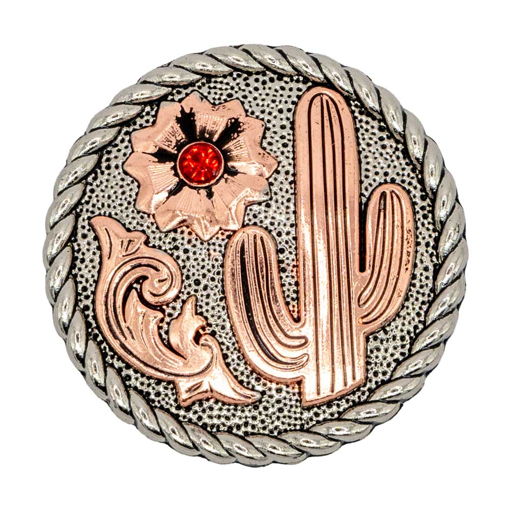 Two Tone Copper Cactus Concho w/Red Stone — Teskeys